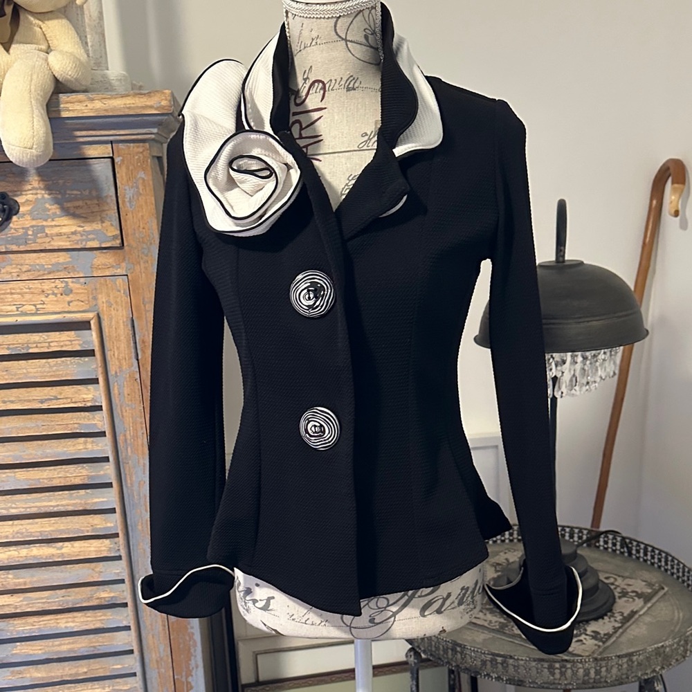 Joseph Ribkoff Black Blazer with White Trim